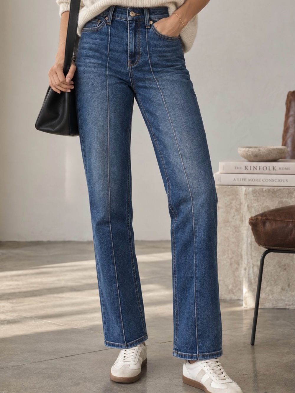 Judy Blue High Rise Center Seam Straight Leg Jeans 3/26 Medium Wash